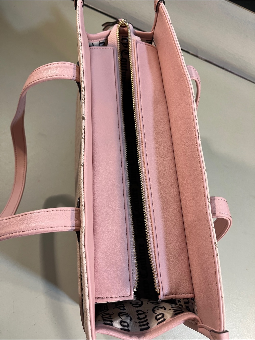 Juicy Couture Beige and Pink Logo Tote - Picture 3 of 5